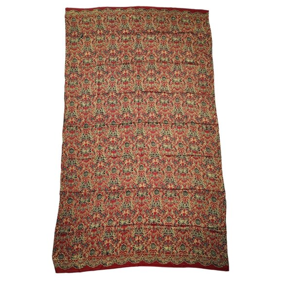 Large New Silk Sarong Wrap Scarf Red Gold Black Floral 75 x 44 - Picture 4 of 5